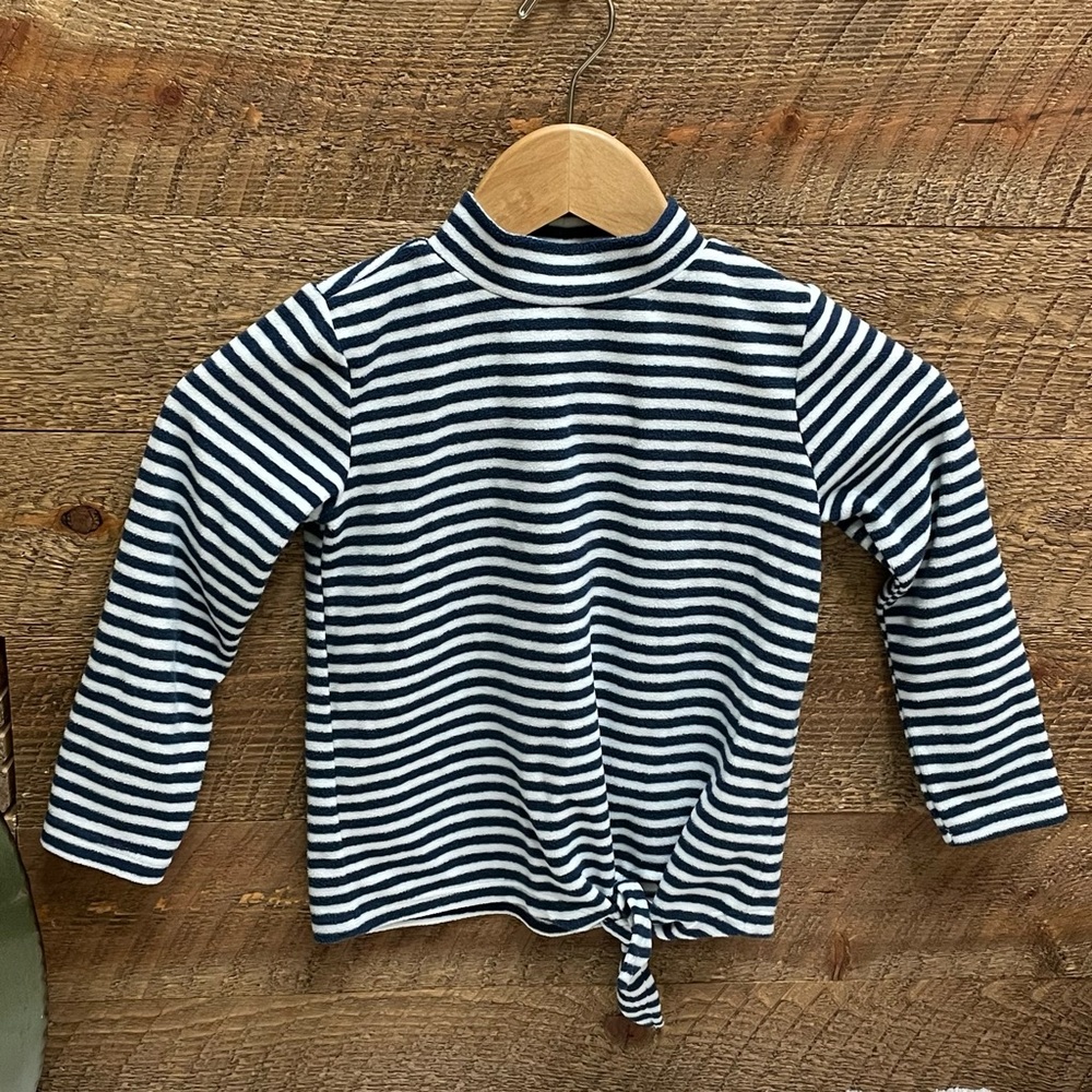Old Navy Girls’ Striped Mock Neck Long Sleeve Shirt Blue & White Size XS (5)